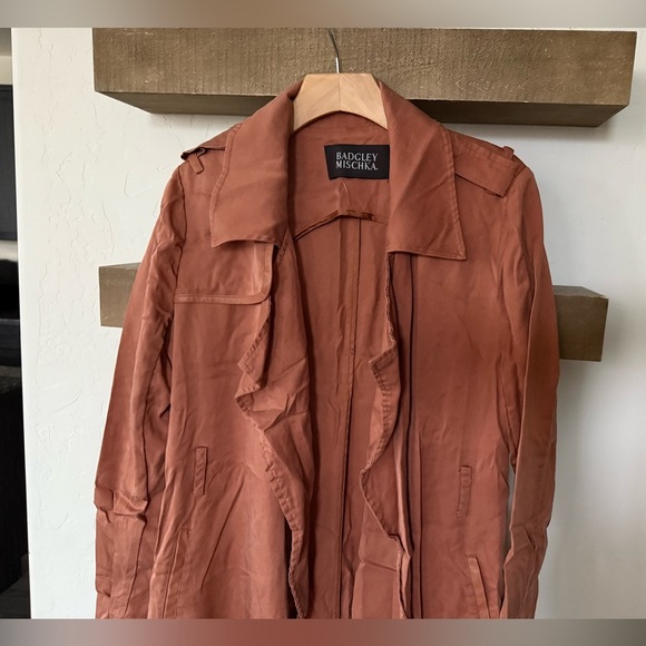 Badgley Mischka Terracotta Trench Coat - Picture 4 of 12